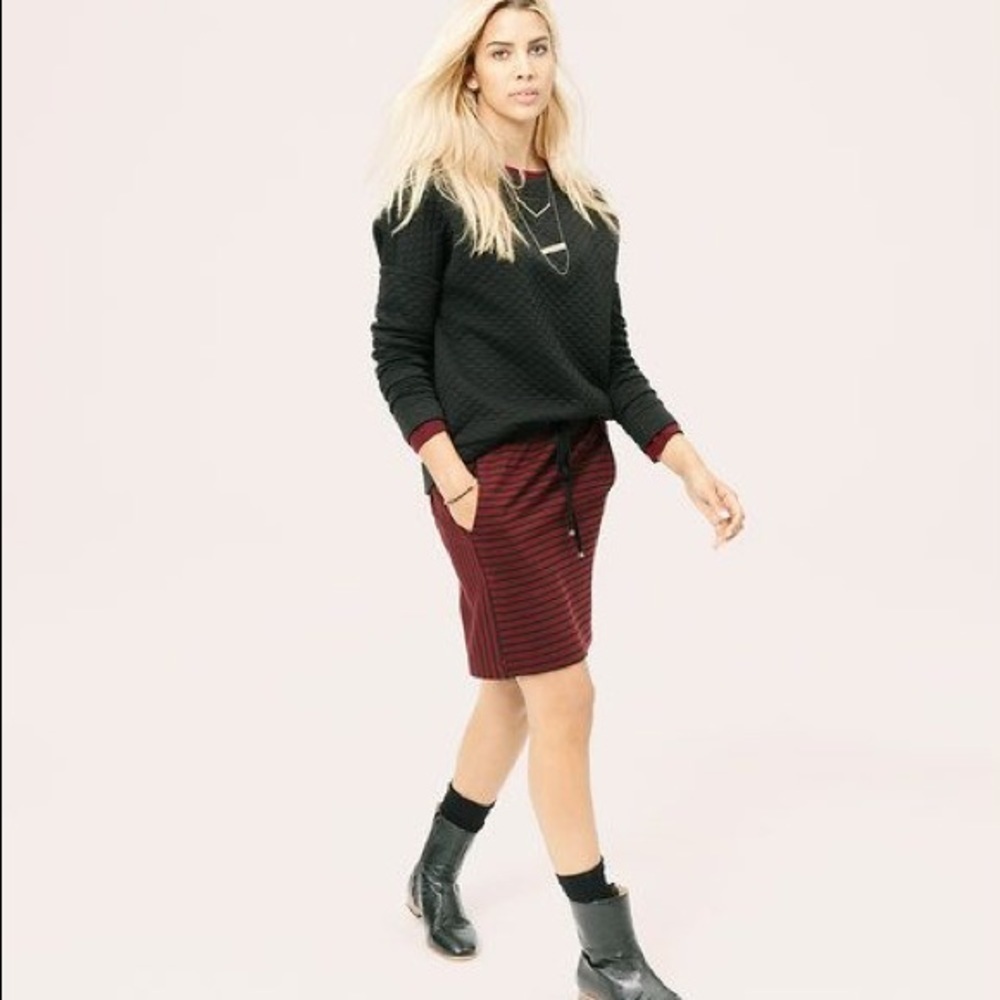 Lou & Grey Ottoman Red Black Stripe Skirt XS